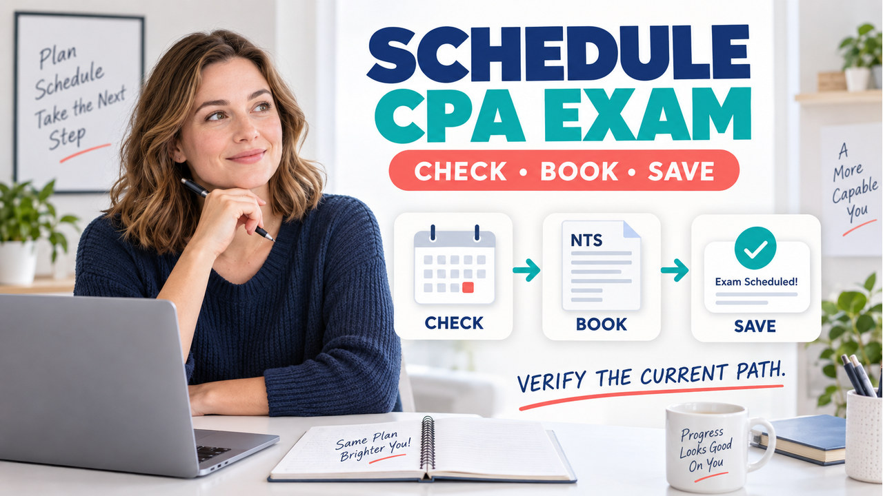 White-presenting adult learner planning to schedule cpa exam
