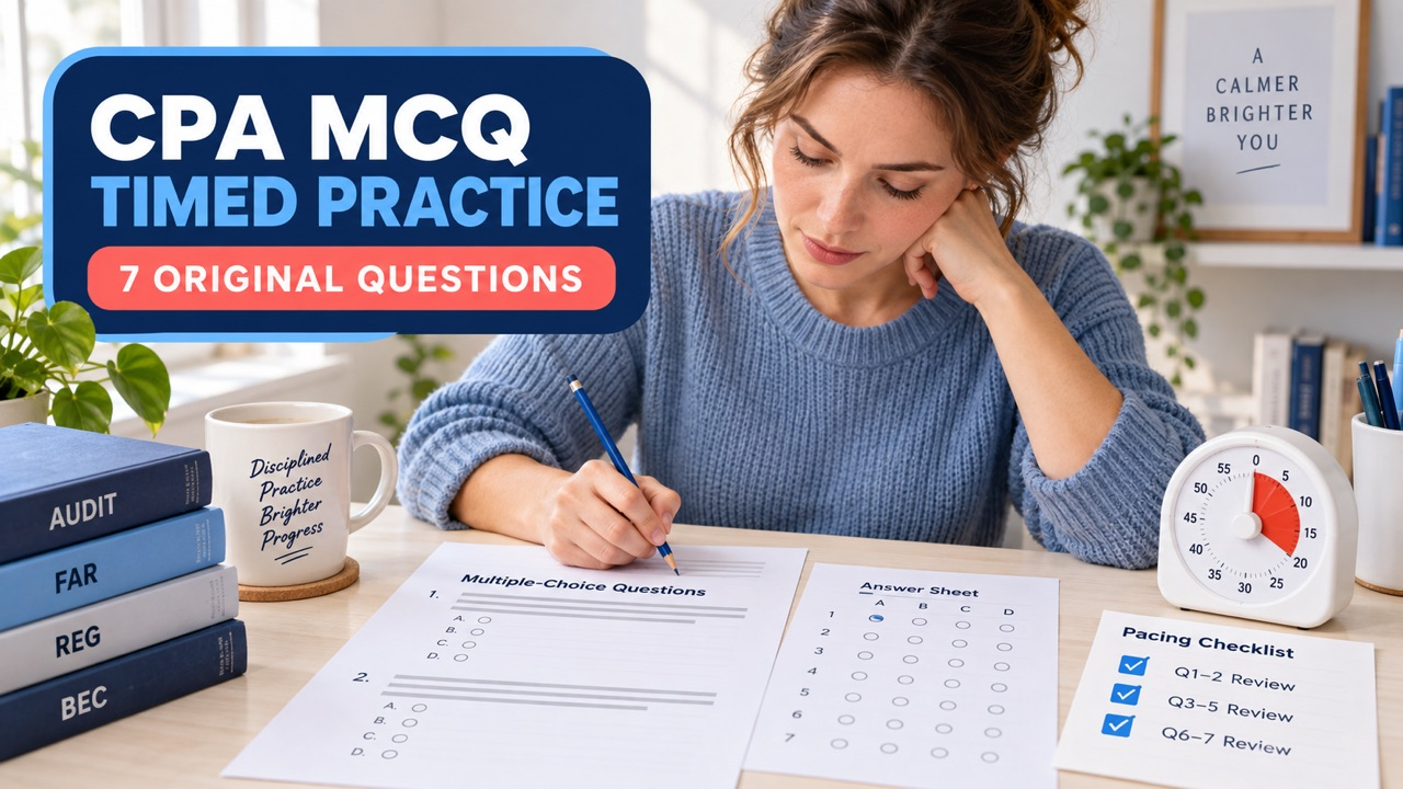 CPA MCQ Timed Practice: 7 Original Questions with Time-Boxed Reviews